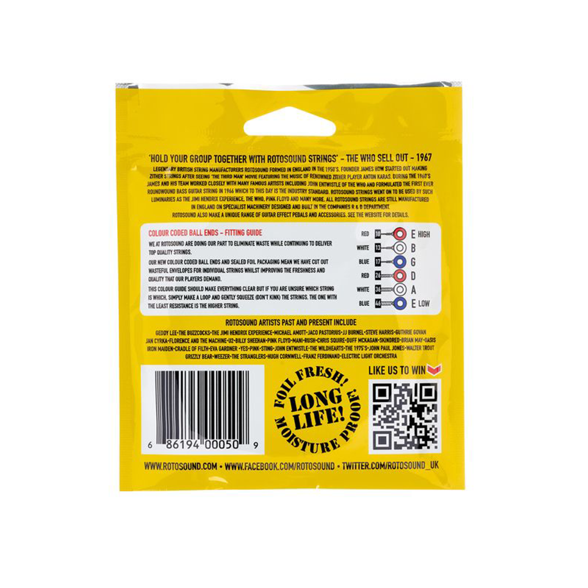 Rotosound Roto Yellows Electric Guitar Strings (7-String Set)